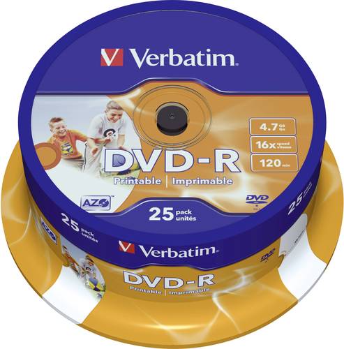 Verbatim 43538 DVD-R Rohling 4.7GB 25 St. Spindel Bedruckbar von Verbatim