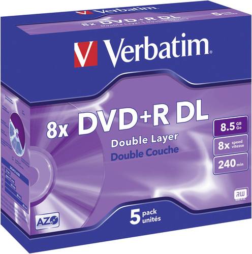 Verbatim 43541 DVD+R DL Rohling 8.5GB 5 St. Jewelcase von Verbatim