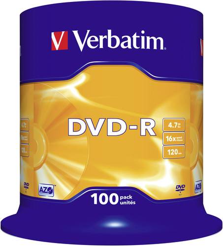 Verbatim 43549 DVD-R Rohling 4.7GB 100 St. Spindel von Verbatim
