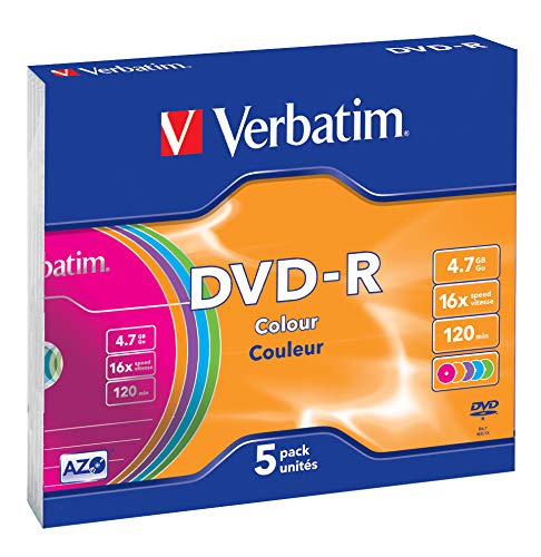 Verbatim 43557 4.7GB DVD-R 5 - DVD+RW (4,7 GB, DVD-R, 5X 120 min, Mehrfarbig, 16x) von Verbatim