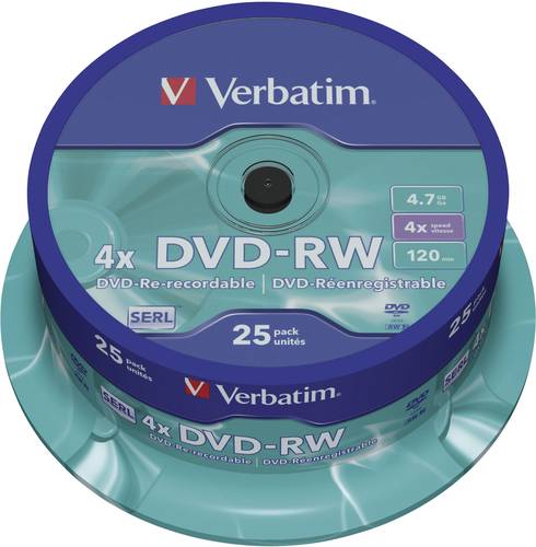 Verbatim 43639 DVD-RW Rohling 4.7GB 25 St. Spindel Wiederbeschreibbar von Verbatim
