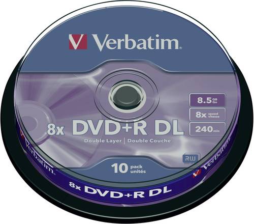 Verbatim 43666 DVD+R DL Rohling 8.5GB 10 St. Spindel von Verbatim