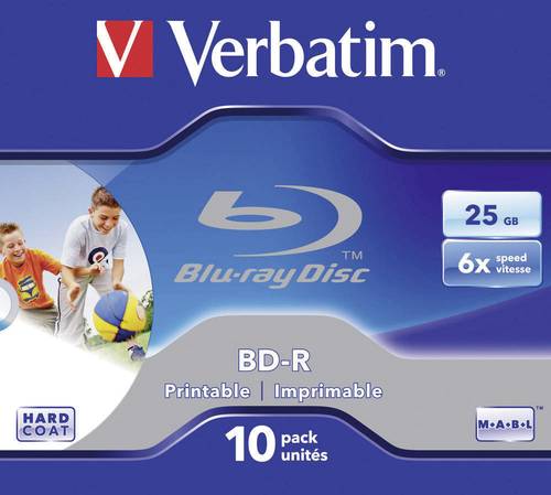 Verbatim 43713 Blu-ray BD-R Rohling 25GB 10 St. Jewelcase Bedruckbar von Verbatim