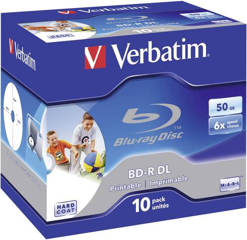 Verbatim 43736 Blu-ray BD-R DL Rohling 50GB 10 St. Jewelcase Bedruckbar von Verbatim