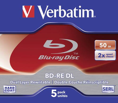 Verbatim 43760 Blu-ray BD-RE DL Rohling 50GB 5 St. Jewelcase von Verbatim