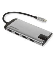 USB-C Verbatim Adapter USB 3.1 GEN 1/ USB 3.0 x 3 HDMI RJ45 von Verbatim