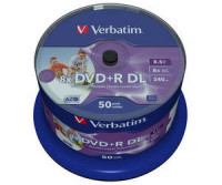 Verbatim 50 x DVD+R DL - 8.5 GB 8x - mit Tintenstrahldrucker bedruckbare Oberfläche von Verbatim