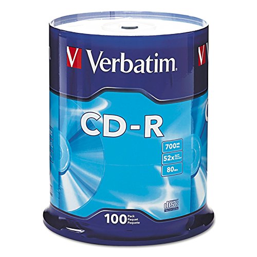 Verbatim 52 x CD-R Media CD-R 700 MB 100pc (S) – Blank CDs (CD-R, 700 MB, 100 PC (S), 80 Min, Silver, 52 x) von Verbatim