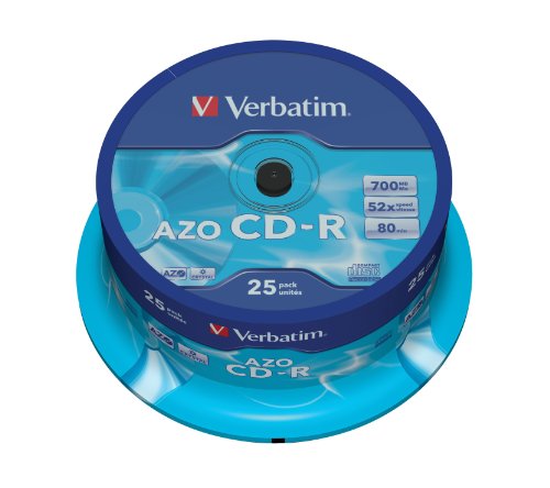 Verbatim AZO CD-R 52X 700MB Crystal 25 Pack, 43352 (25 Pack) von Verbatim