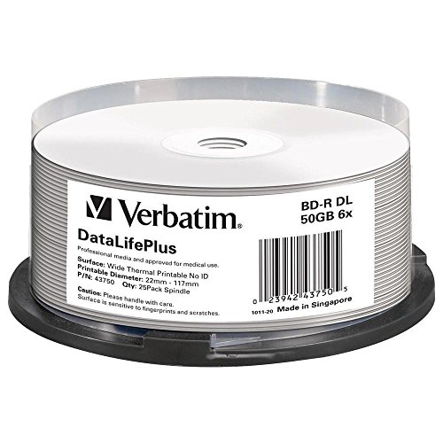 Verbatim BD-R DataLifePlus Blu-ray Rohlinge, 50 GB, Blu-ray-Disc mit 6-facher Schreibgeschwindigkeit, mit Kratzschutz, Blu-ray-Disks für Video- und Audiodateien, 25er-Pack Spindel von Verbatim