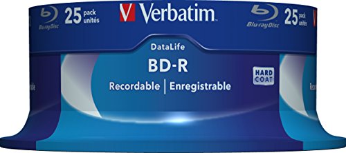 Verbatim BD-R SL Blu Ray Rohlinge, Datalife Blu Ray Disc mit 25 GB Datenspeicher, kompatibel mit Blu Ray Playern und Brennern sämtlicher Hersteller, 25er Pack Spindle von Verbatim