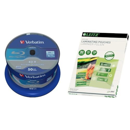 Verbatim BD-R SL Blu Ray Rohlinge & Leitz Heißlaminierfolien A4 80 mic von Verbatim