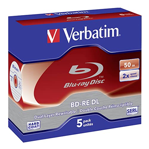 Verbatim BD-RE DL 50GB 2X, 5er Jewelcase, 43760, Weiß , 5 Stück (1er Pack) von Verbatim