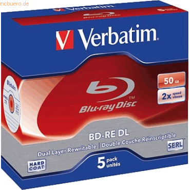 Verbatim Blu-Ray Disc BD-RE Double-Layer 50GB 2x VE=5 Stück von Verbatim