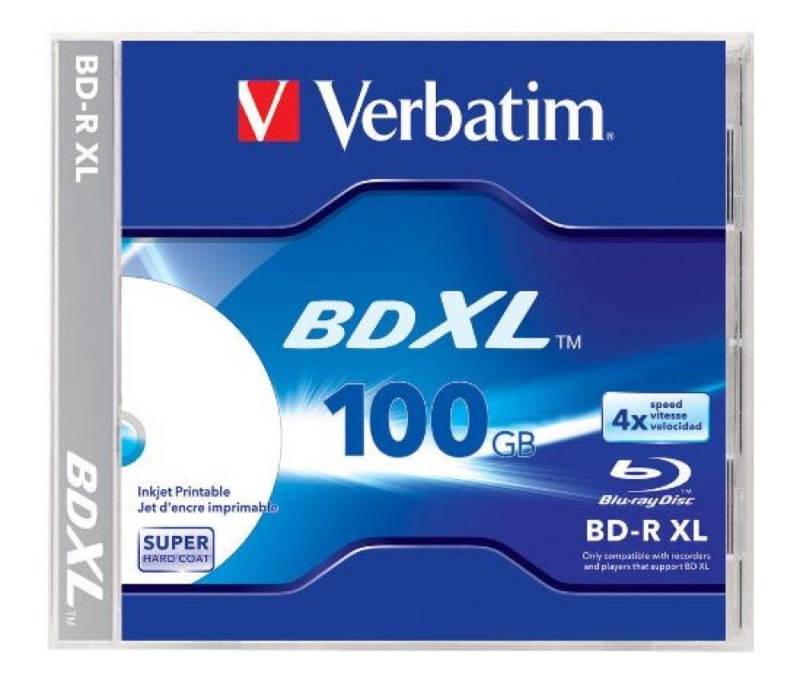 Verbatim Blu-ray-Rohling 1 Verbatim Rohling Blu-ray BD-R XL full printable 100GB 4x Jewelcase von Verbatim