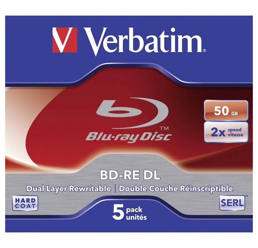 Verbatim Blu-ray-Rohling Blu-ray BD-RE DL 50 GB 2x 5er Jewelcase von Verbatim