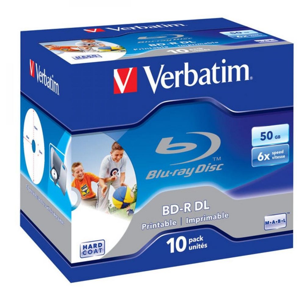Verbatim Blu-ray-Rohling Blu-ray Disc Verbatim BD-R DL 50 GB, 6x Speed fullprintable NO ID in J von Verbatim