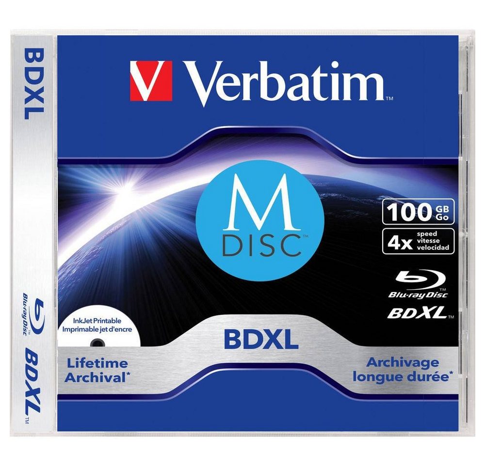 Verbatim Blu-ray-Rohling M-Disc BR-D XL 100GB 4x 1er, Bedruckbar von Verbatim