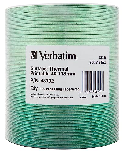 Verbatim CD-R 700MB Therma Printable 100PK WRAP, 43792 von Verbatim