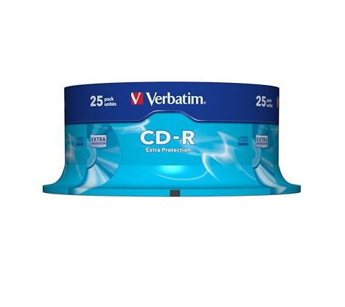 Verbatim CD-R Extra Protection, CD-Rohlinge mit 700 MB Datenspeicher, ideal für Foto- und Video-Aufnahmen, kompatibel mit jedem konventionellen CD-Laufwerk, 25er Pack Spindel von Verbatim