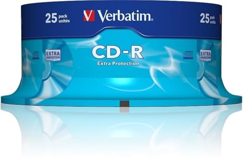 Verbatim CD-R Extra Protection, CD-Rohlinge mit 700 MB Datenspeicher, ideal für Foto- und Video-Aufnahmen, kompatibel mit jedem konventionellen CD-Laufwerk, 25er Pack Spindel Verbatim CD-R Extra Protection, CD-Rohlinge mit 700 MB Datenspeicher, ideal für Foto- und Video-Aufnahmen, kompatibel mit jedem konventionellen CD-Laufwerk, 25er Pack Spindel von Verbatim