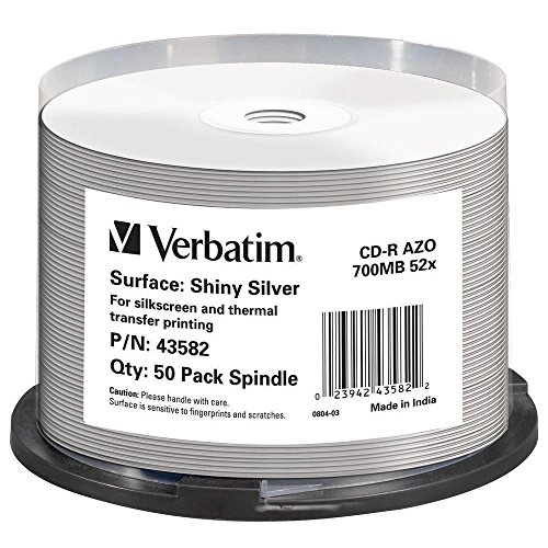 Verbatim CD-R Super AZO 52x 700MB CD-Rohlinge Shiny Silber 50er Spindel von Verbatim