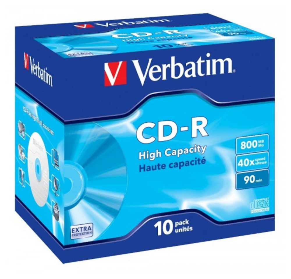 Verbatim CD-Rohling 30 (3x 10) Verbatim Rohlinge CD-R 800MB 90min Jewelcase von Verbatim