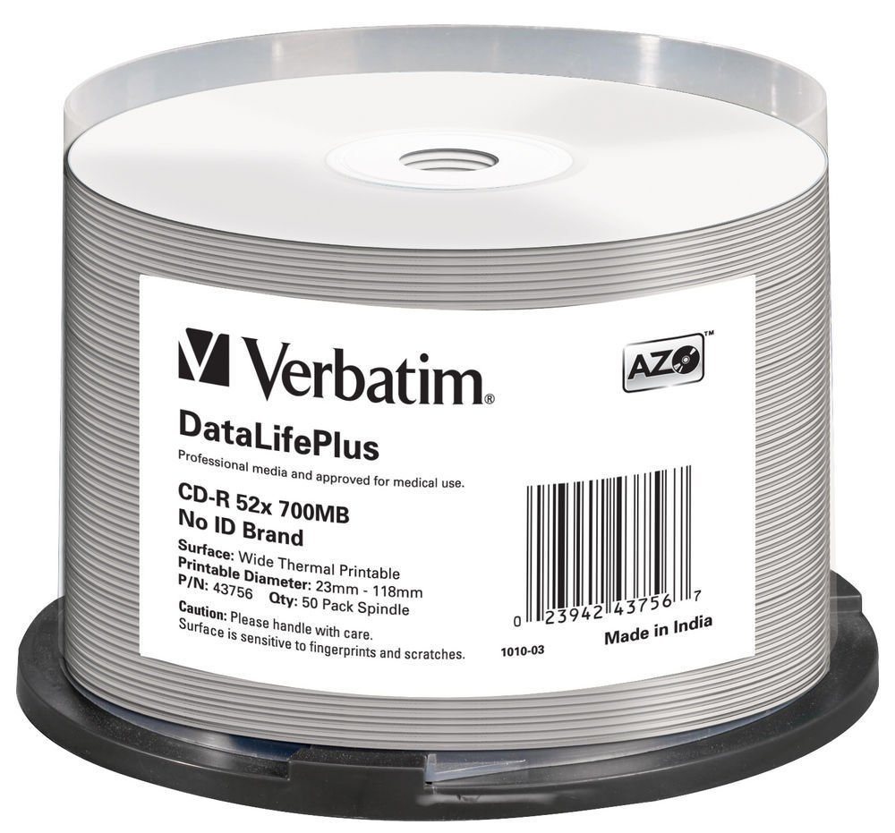 Verbatim CD-Rohling 50 Professional CD-R full printable Thermo 80Min 700MB 52x Spindel von Verbatim