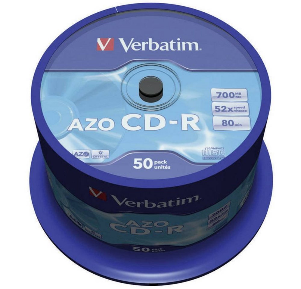 Verbatim CD-Rohling CD-R 700MB 52x AZO Crystal 50er Spindel von Verbatim