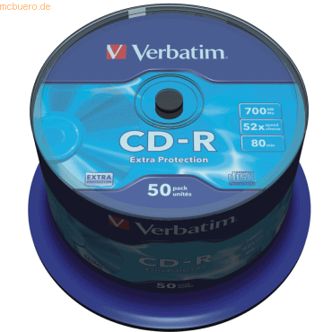 Verbatim CD-Rohlinge 700MB/80min auf Spindel VE=50 Stück von Verbatim