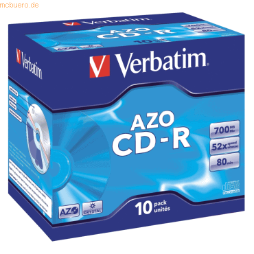 Verbatim CD-Rohlinge 700MB/80min im Jewel Case VE=10 Stück von Verbatim