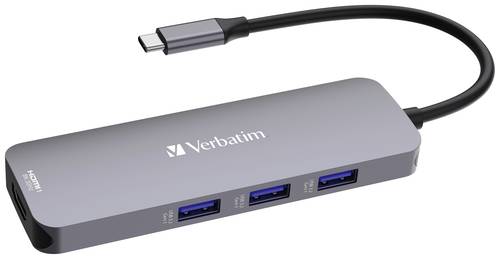 Verbatim CMH-08 8 Port USB-C® (USB 3.2 Gen 1) Multiport Hub mit eingebautem SD-Kartenleser, mit Sch von Verbatim