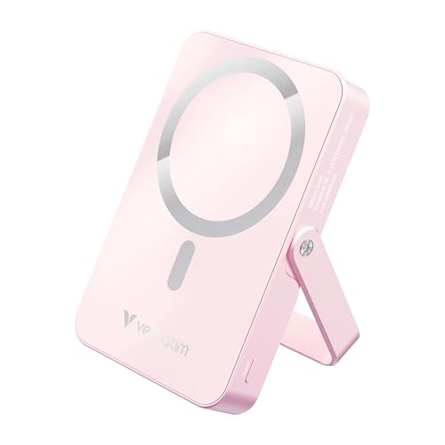 Verbatim Charge 'n' Go MagSafe Powerbank 10.000mAh Rosa 15W magnetisch - PD 22W Schnellladefunktion LED-Anzeige & klappbarer Ständer für iPhone 16/15/14/13/12 Pro/Pro Max – inkl. USB-C Kabel von Verbatim