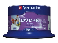 Verbatim DVD+R Wide Inkjet Printable No ID Brand, DVD+R, 120 mm, Druckbar, Spindel, 50 Stück(e), 4,7 GB von Verbatim