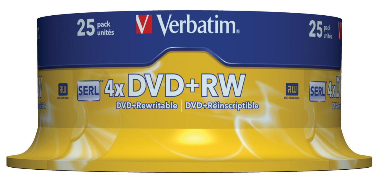 Verbatim DVD+RW 4,7GB 25er Sp. Spindel von Verbatim