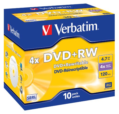 Verbatim DVD+RW 4X 4,7GB Scratch Resistant Surface Jewel Case 10er Pack DVD-Rohlinge von Verbatim