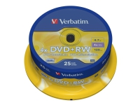 Verbatim DVD+RW Matt Silver, DVD+RW, 120 mm, Spindel, 25 Stück(e), 4,7 GB von Verbatim