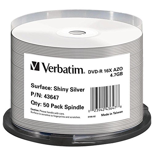 Verbatim DVD-R Rohlinge (16x Speed, 4,7 GB, 50-er Spindel) Silk Screen von Verbatim