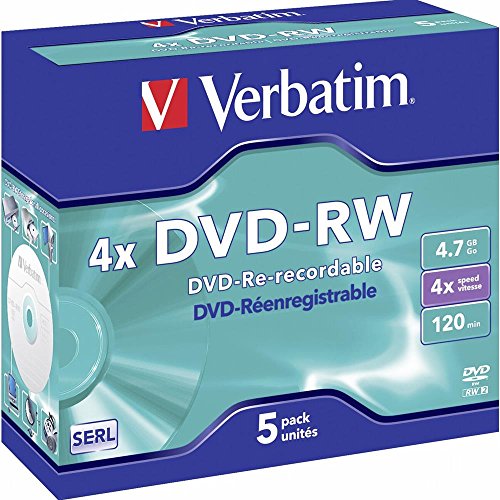 Verbatim DVD-RW 4x Speed 5er Pack Jewel Case DVD-Rohlinge Re-recordable von Verbatim