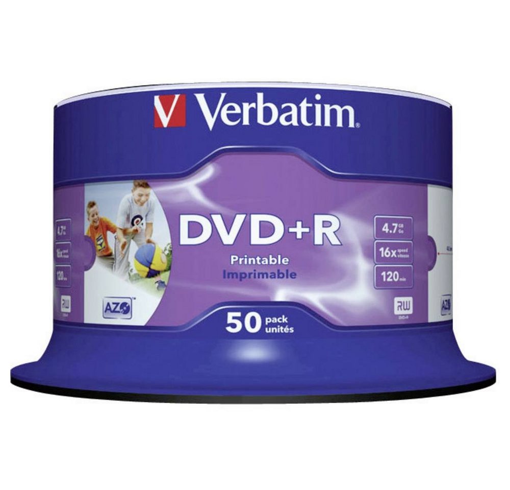 Verbatim DVD-Rohling 16x DVD+R Printable 50er Spindel, Bedruckbar von Verbatim