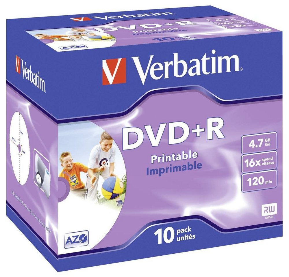 Verbatim DVD-Rohling 16xDVD+R Printable 10er Jewelcase, Bedruckbar von Verbatim