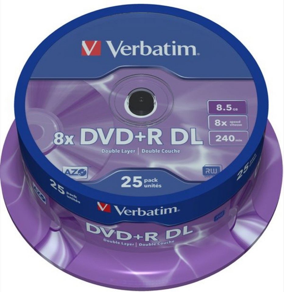 Verbatim DVD-Rohling 25 Verbatim Rohlinge DVD+R Double Layer 8,5GB 8x Spindel Verbatim DVD-Rohling 25 Verbatim Rohlinge DVD+R Double Layer 8,5GB 8x Spindel von Verbatim