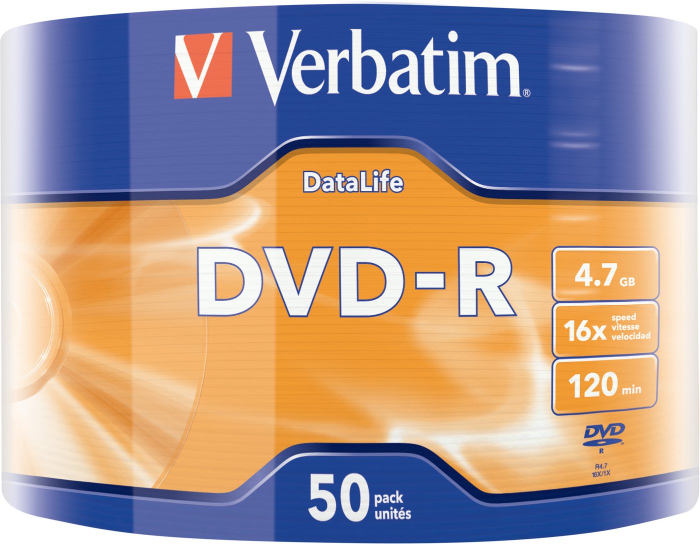 Verbatim DVD-Rohling 50 Rohlinge DVD-R 4,7GB 16x Shrink von Verbatim