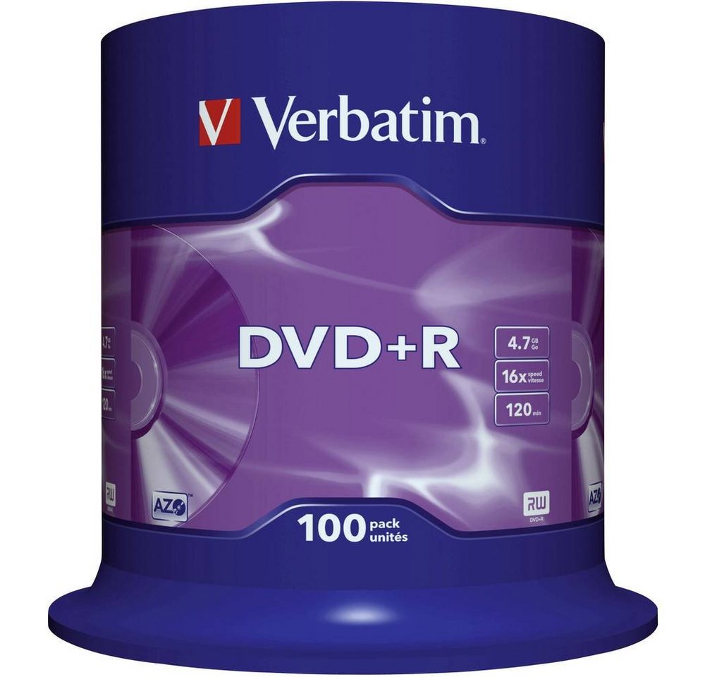 Verbatim DVD-Rohling DVD+R 4.7 GB 16x 100er Spindel von Verbatim