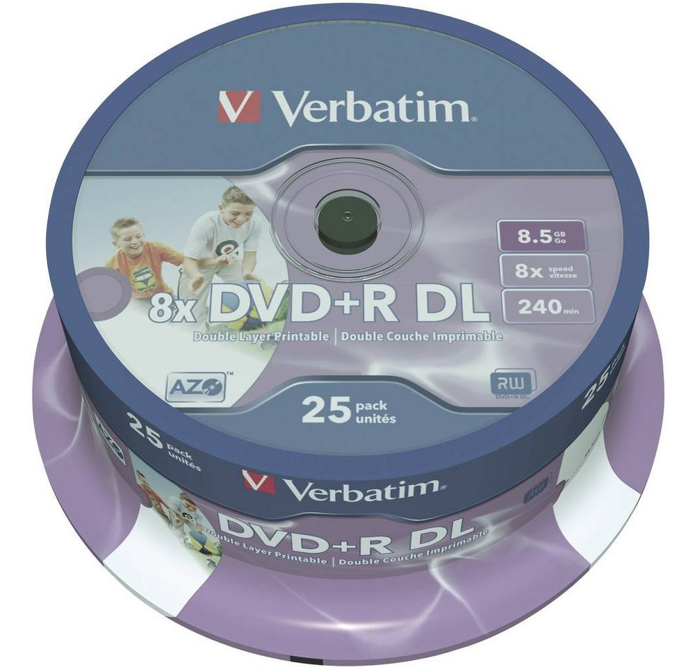 Verbatim DVD-Rohling DVD+R DL 8.5 GB 8x 25er Spindel, Bedruckbar von Verbatim