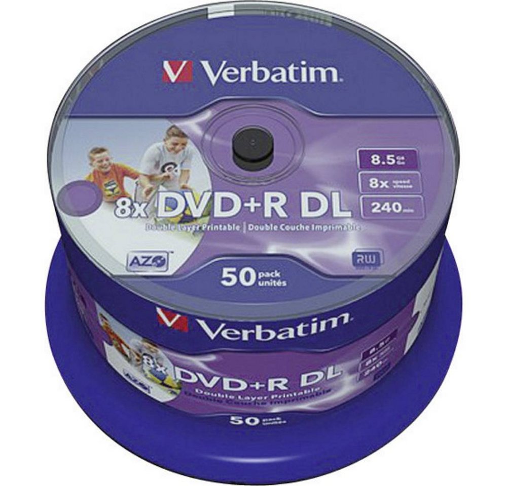 Verbatim DVD-Rohling DVD+R DL 8.5 GB 8x 50er Spindel, Bedruckbar von Verbatim