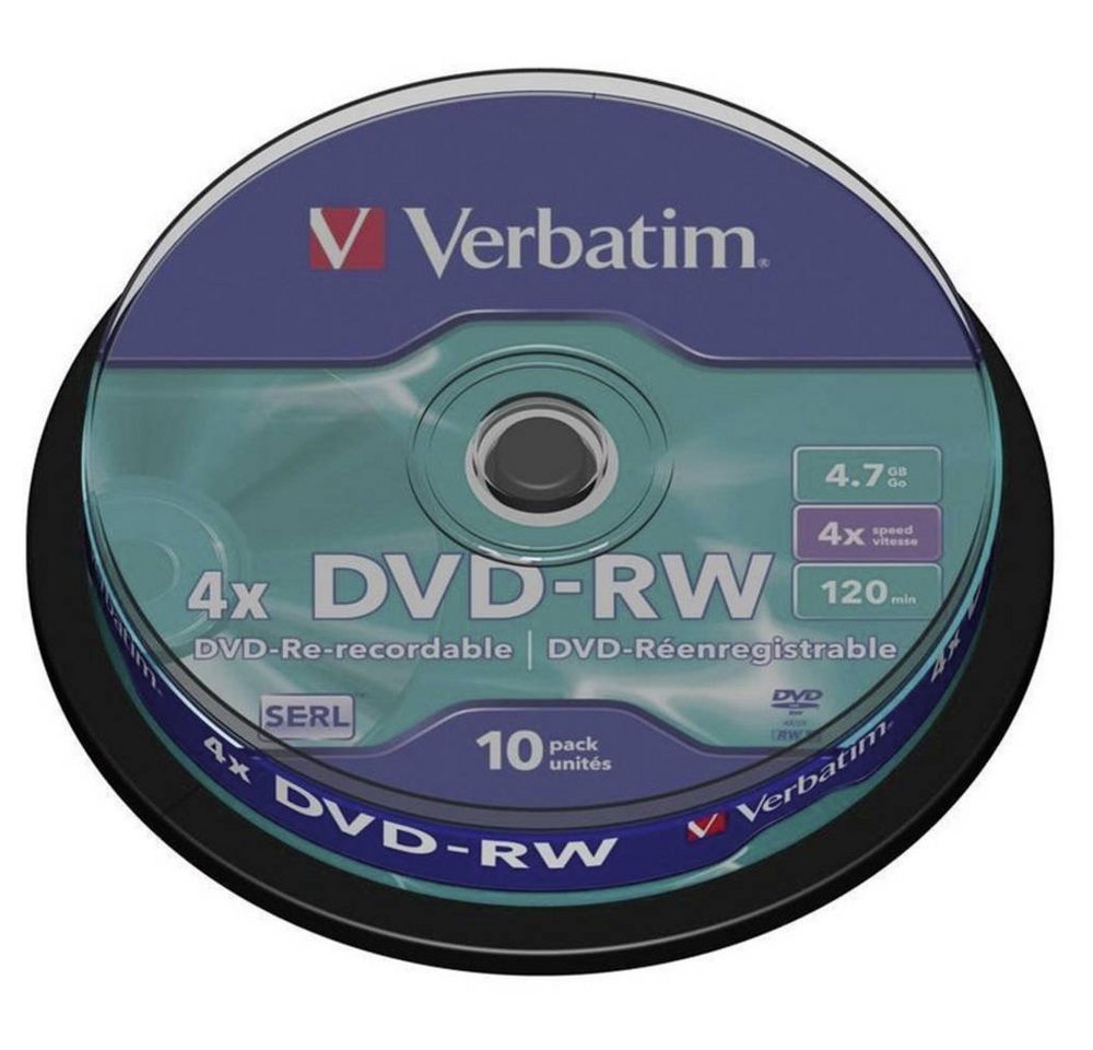 Verbatim DVD-Rohling DVD-RW 4.7GB 4x Matt 10er Spindel, Wiederbeschreibbar von Verbatim