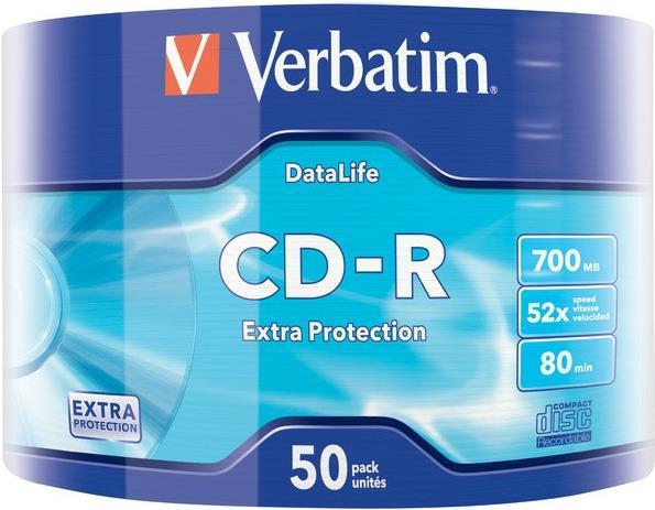 Verbatim DataLife Extra Protection - 50 x CD-R - 700MB (80 Min) 52x - weiß - Spindel (43787) von Verbatim