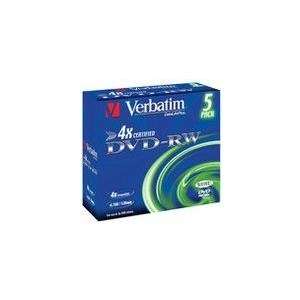 Verbatim DataLifePlus - 5 x DVD-RW - 4,7GB 4x - Jewel Case (Schachtel) (43285) von Verbatim