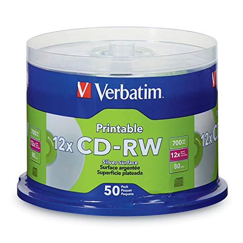 Verbatim DataLifePlus CD-RW 95159 DataLifePlus, 700 MB, bedruckbar, mit Marken-Hub, 50 Stück Spindel, silberfarben von Verbatim